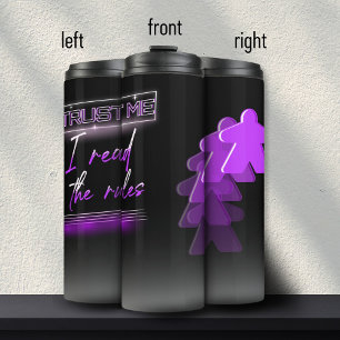 Bouteilles Isothermes Neon Vaporwave Meeple violet jeu Geek