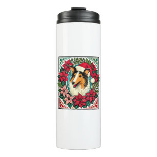 Bouteilles Isothermes Noël Collie Chien Illustration Yule Collies 1