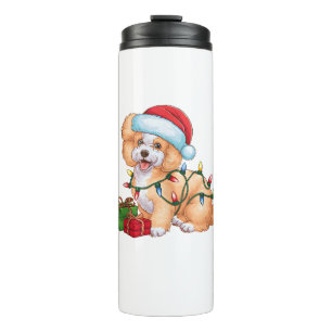 Bouteilles Isothermes Noël Éclairage Santa Chapeau Bichon Frise Chien No