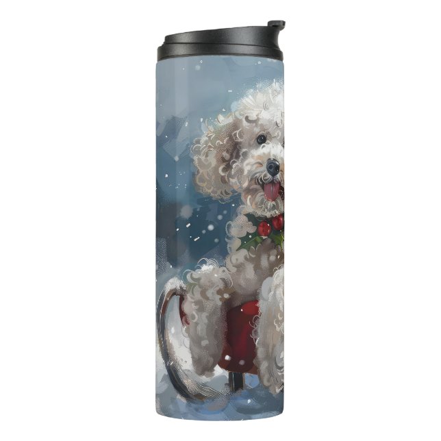 Bouteilles Isothermes Noël Festif au Chien Caniche (Tourné sur la gauche)