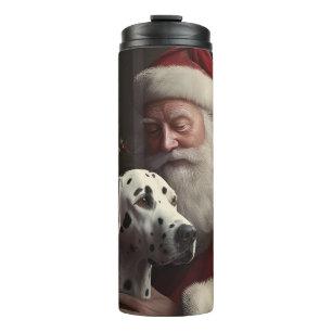 Bouteilles Isothermes Noël festif Dalmatien avec le Père Noël