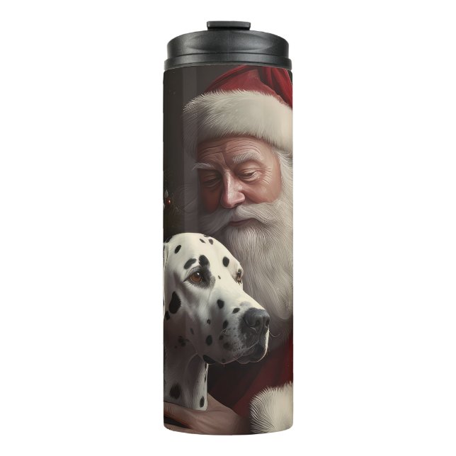 Bouteilles Isothermes Noël festif Dalmatien avec le Père Noël (Devant)