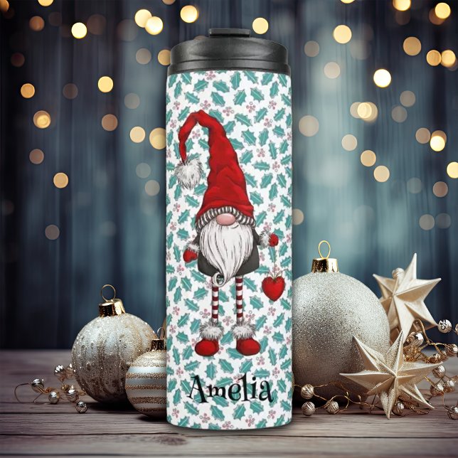 Bouteilles Isothermes Noël Nordic Gnome Mistletoe Motif avec nom (Créateur téléchargé)