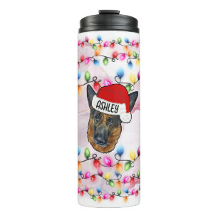 Bouteilles Isothermes Noël Père Noël Allemand Berger Chien Tête