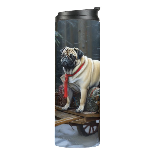Bouteilles Isothermes Noël Pug Saison Festive (Tourné sur la gauche)