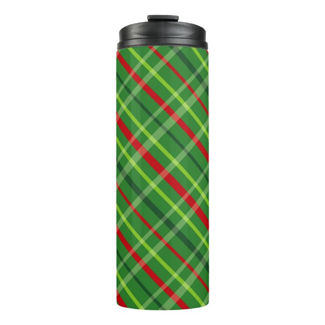 BOUTEILLES ISOTHERMES NOËL ROUGE ET VERT MOTIF PLAID (Devant)