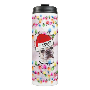 Bouteilles Isothermes Noël Santa Claus French Bulldog Chien Head