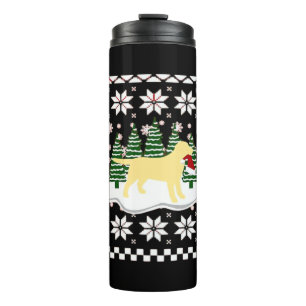 Bouteilles Isothermes Noël Silhouette Labrador jaune Chapeau de Père Noë