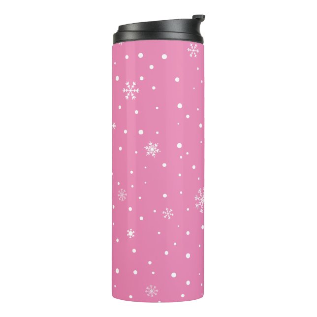 Bouteilles Isothermes Noël Snowflake rose et blanc Polka point (Tourné sur la gauche)