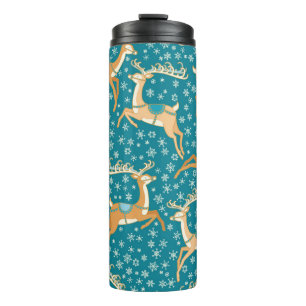 Bouteilles Isothermes Noël vintage motif sans couture avec rennes.
