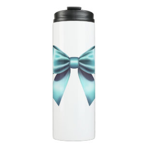 Bouteilles Isothermes Nœud Bleu Turquoise Élégant Mariage Shower de Mari