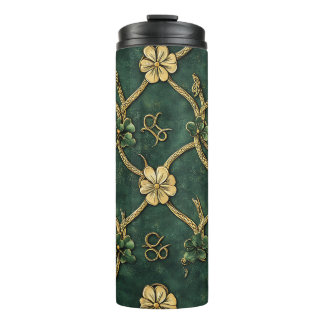 BOUTEILLES ISOTHERMES NOEUDS EN VERT SOMBRE & OR EN CELTIQUE IRLANDAIS E