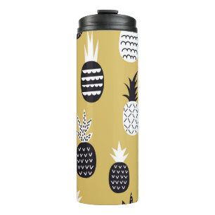 Bouteilles Isothermes Noir, ananas blanc, arrière - plan jaune