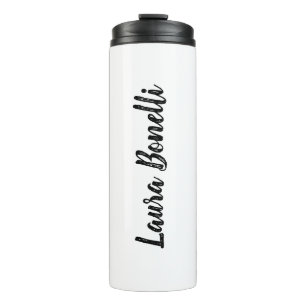 Bouteilles Isothermes Noir Blanc Ajouter Nom Calligraphie Minimaliste Pl