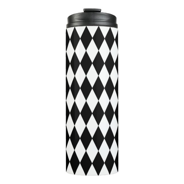 Bouteilles Isothermes Noir blanc Arlequin Diamonds Motif Design (Devant)
