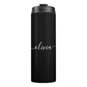 Bouteilles Isothermes Noir Blanc moderne Script Girl Monogramme Nom