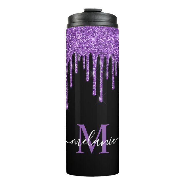 Bouteilles Isothermes Noir Blanc Monogramme Purple Parties scintillant D (Devant)