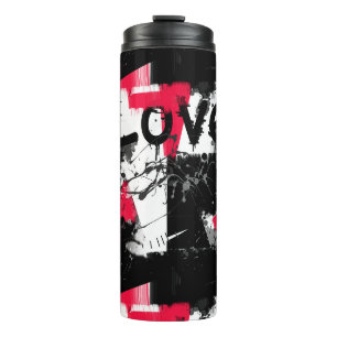 Bouteilles Isothermes Noir et blanc avec taches rouges amour motif