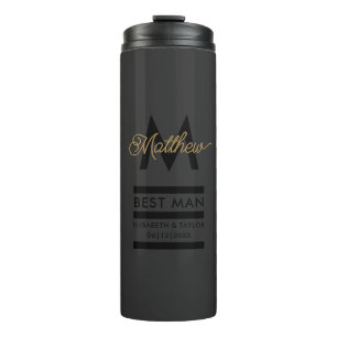 Bouteilles Isothermes Noir et or moderne Ajouter nom et monogramme Best 