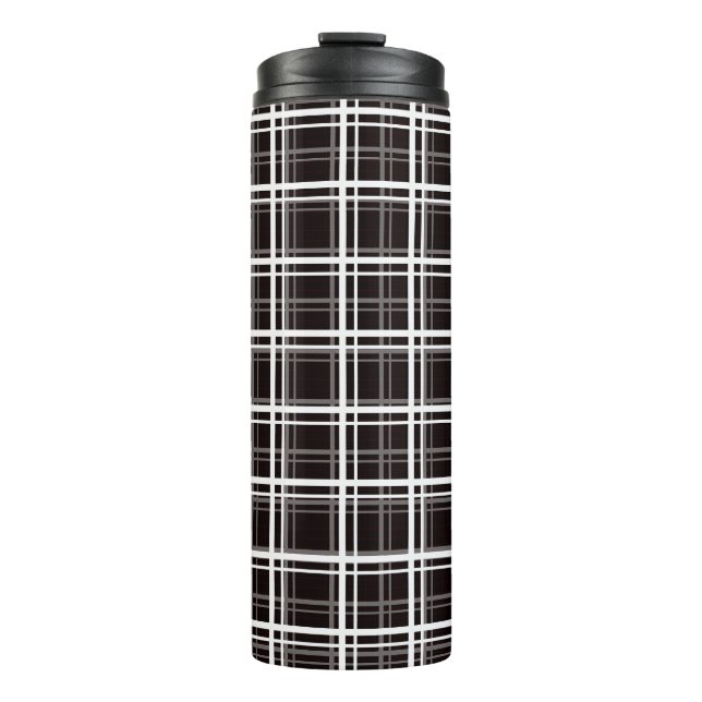 Bouteilles Isothermes Noir Fenêtre Plaid Grid Stripes Design Motif (Devant)