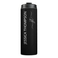 Noir moderne Simple Script Girl Monogramme Nom 