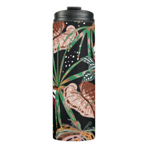 Bouteilles Isothermes Noir tropical : Motif de forêt exotique foncé