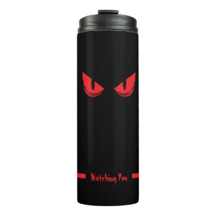 Bouteilles Isothermes Noir Vous Regardant Scandaleux Oeil Rouge
