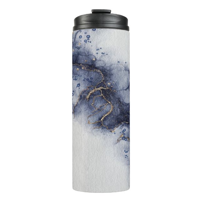 Bouteilles Isothermes Noix d'encre bleu foncé et or (Devant)