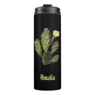Bouteilles Isothermes Nom Cactus Flower Vintage Black Thermal Tumbler