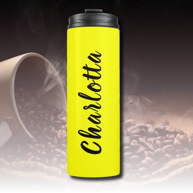 Bouteilles Isothermes Nom de personnalisation noir | Couleur jaune néon (Créateur téléchargé)