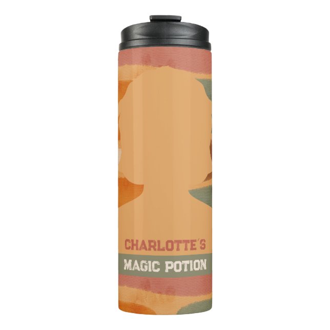 Bouteilles Isothermes Nom de Potion Magique Peint à la Main Orange Marro (Devant)