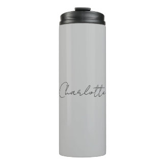Bouteilles Isothermes Nom de script manuscrit minimaliste Gris