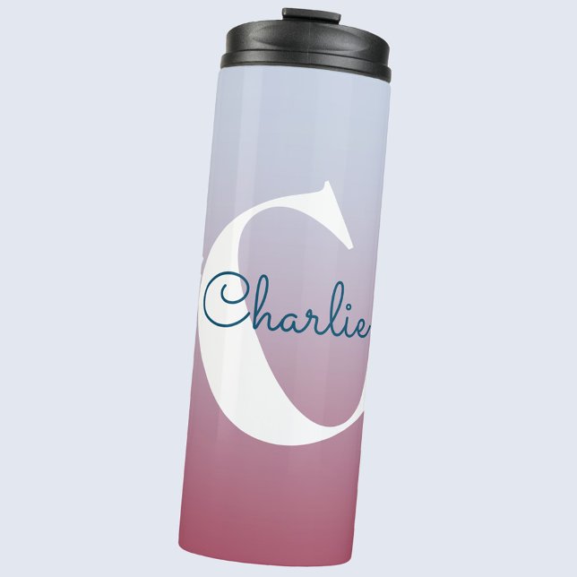 Bouteilles Isothermes Nom du monogramme Typographie moderne Dégradé (Monogram name personalized water bottle)