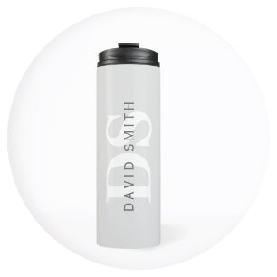 Bouteilles Isothermes Nom et monogramme modernes Gris clair et foncé b