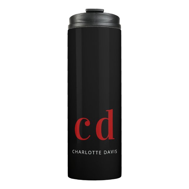 Bouteilles Isothermes Nom initial du monogramme rouge noir (Devant)