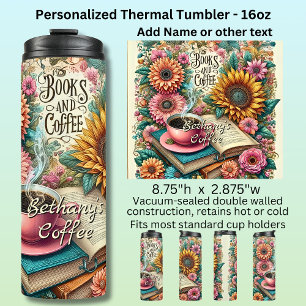 Bouteilles Isothermes Nom, Livres & Café avec Fleurs