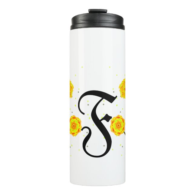 Bouteilles Isothermes Nom monogramme floral jaune d'aquarelle moderne (Devant)
