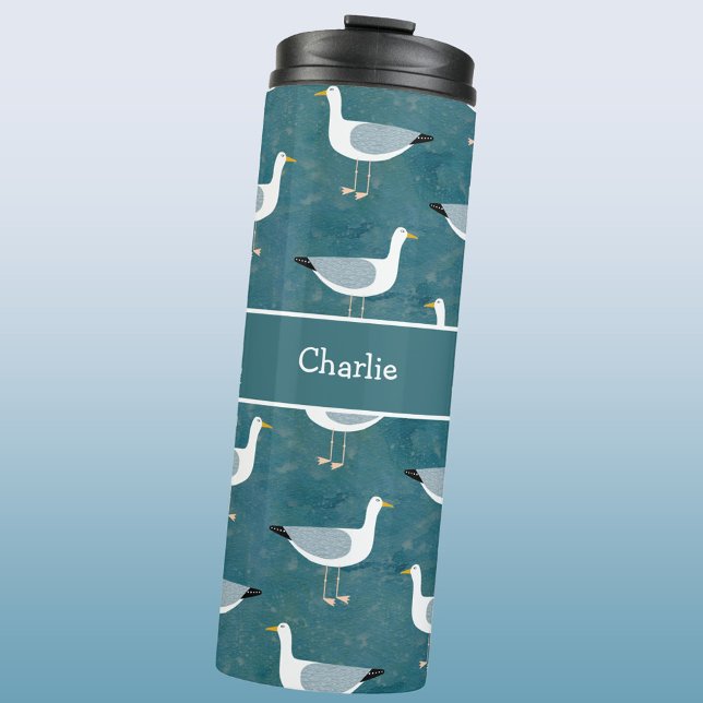 Bouteilles Isothermes Nom nautique Seagull (Personalized name seagull nautical coastal thermal tumbler)