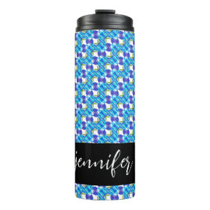 Bouteilles Isothermes Nom personnalisable motif orchidées bleues