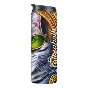 Bouteilles Isothermes Nom personnalisé Chat adorable porter des lunettes