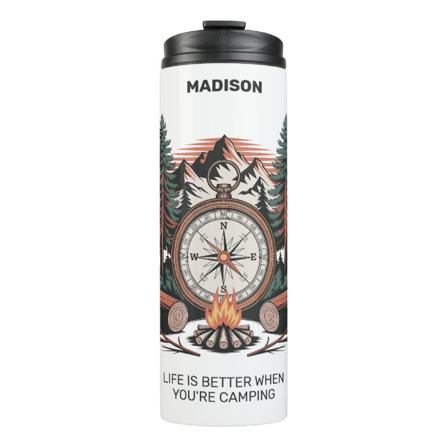 Bouteilles Isothermes Nom personnalisé et texte Camping (Devant)