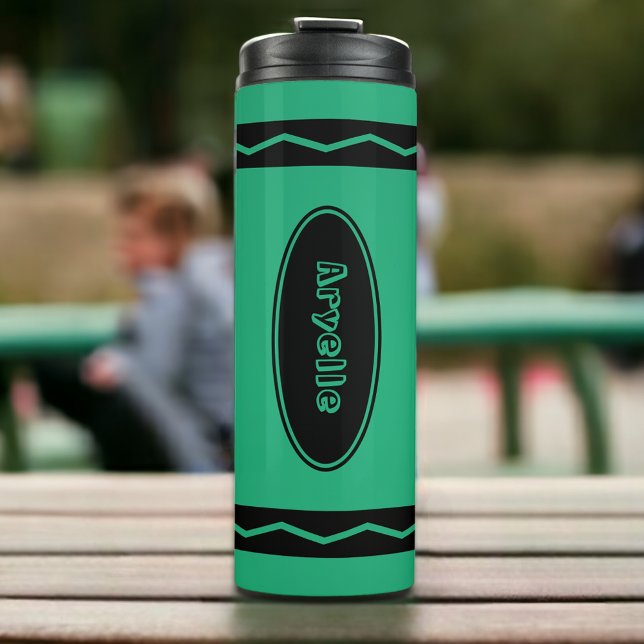 Bouteilles Isothermes Nom personnalisé Green Crayon Travel Mug Buisson T (Créateur téléchargé)