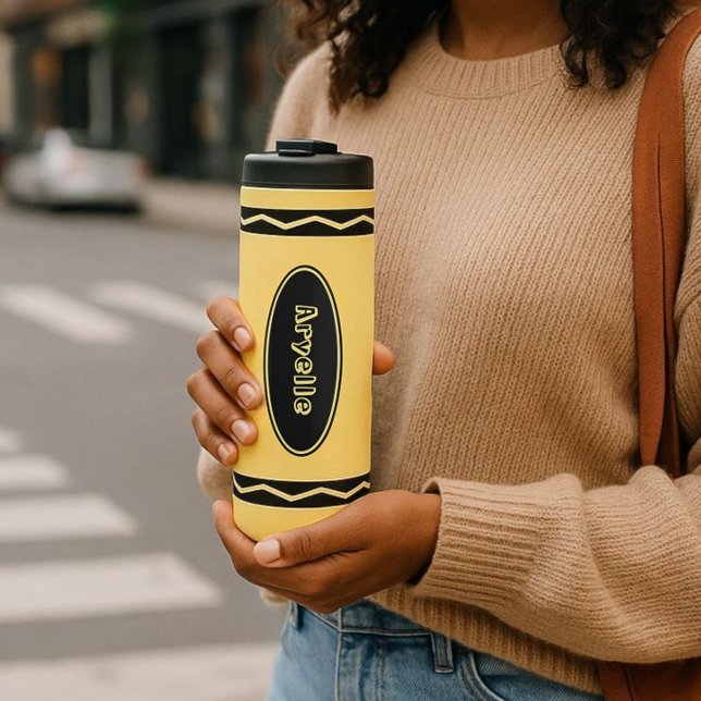 Bouteilles Isothermes Nom personnalisé Jaune Crayon Voyage Musique Boire (In-situ)