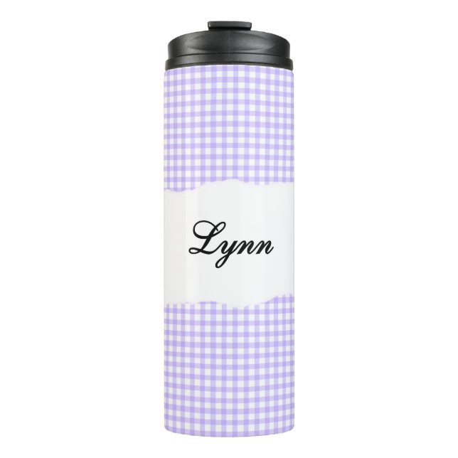 Bouteilles Isothermes Nom personnalisé motif gingham violet (Devant)