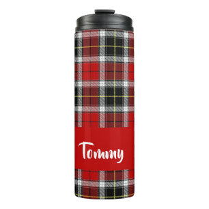 Bouteilles Isothermes Nom personnalisé motif plaid rouge