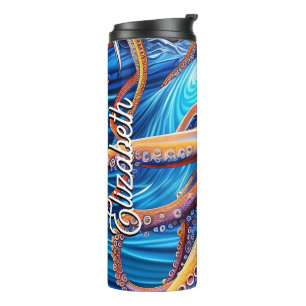 Bouteilles Isothermes Nom personnalisé Octopus Blue Ocean Wave
