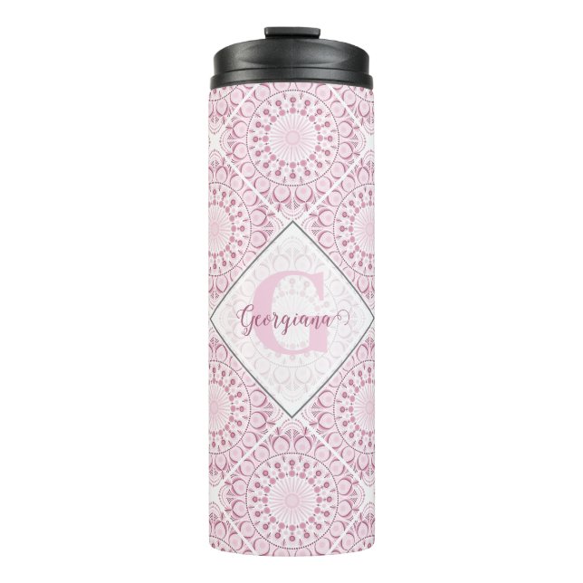 Bouteilles Isothermes Nom personnalisé Pretty Rose Confetti Lace Mandala (Devant)