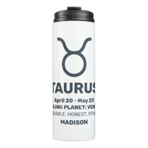 Bouteilles Isothermes Nom personnalisé / Texte Zodiac Sign Taurus
