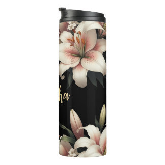 Bouteilles Isothermes Nom personnalisé unique, lis fleuri