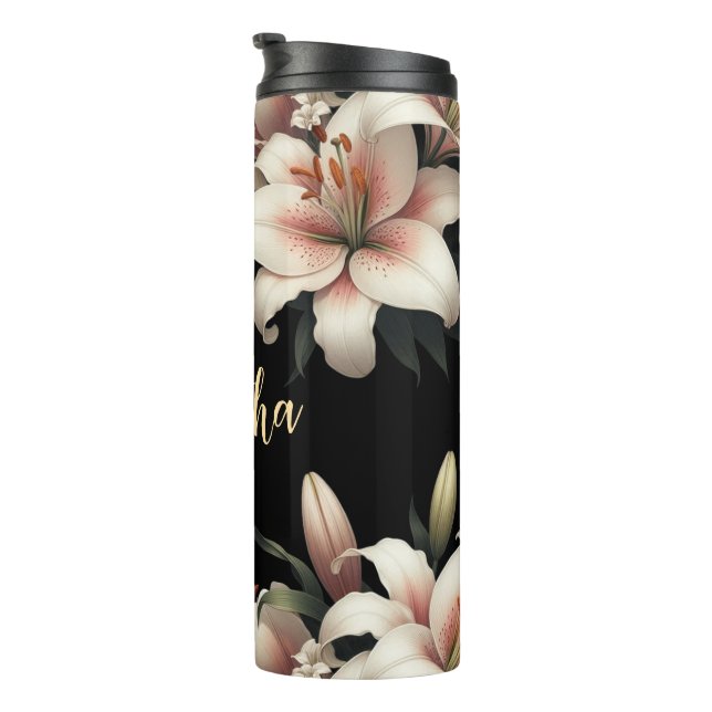 Bouteilles Isothermes Nom personnalisé unique, lis fleuri (Tourné sur la droite)